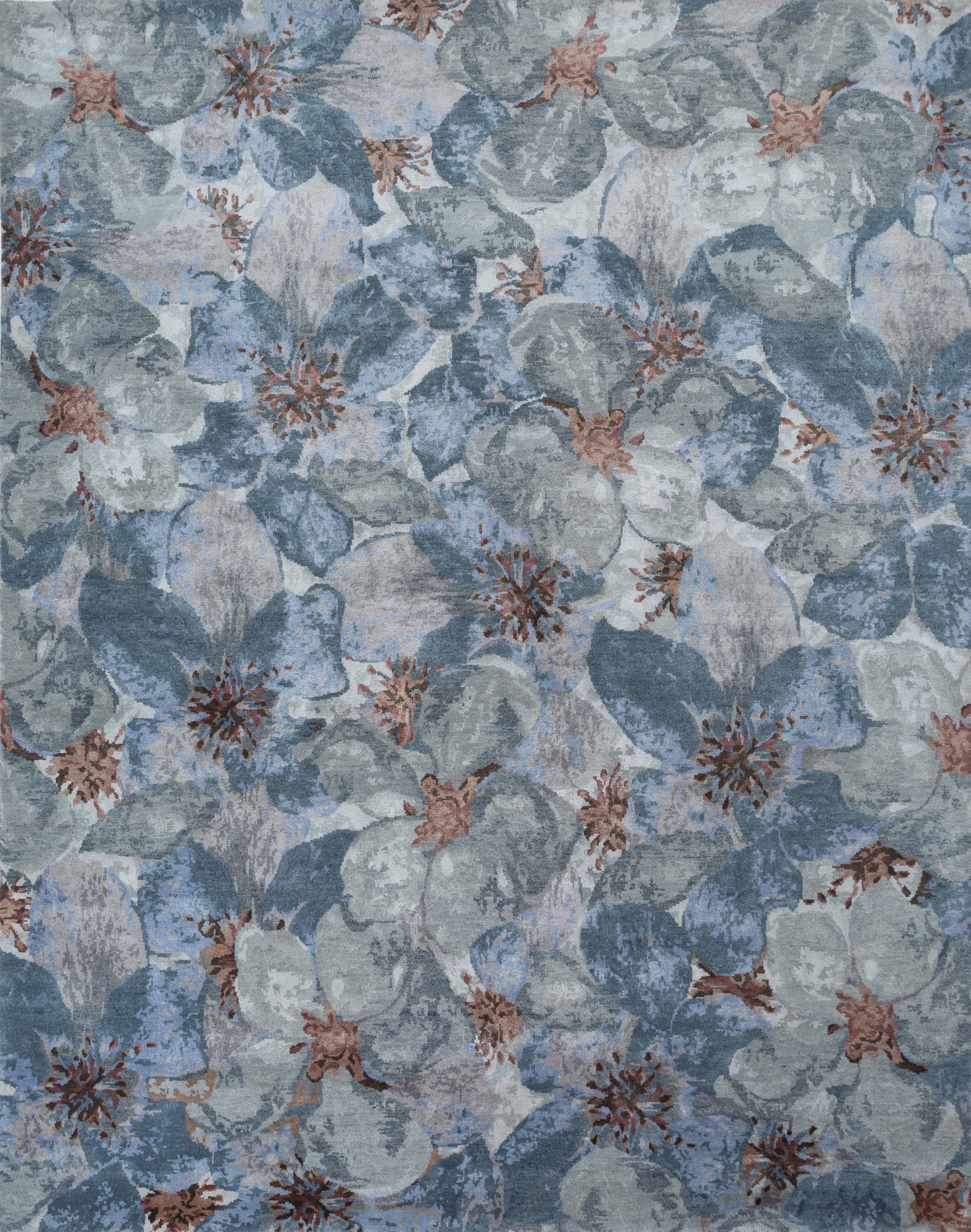 8' X 10' Blue Abstract Hand Knotted Area Rug-1