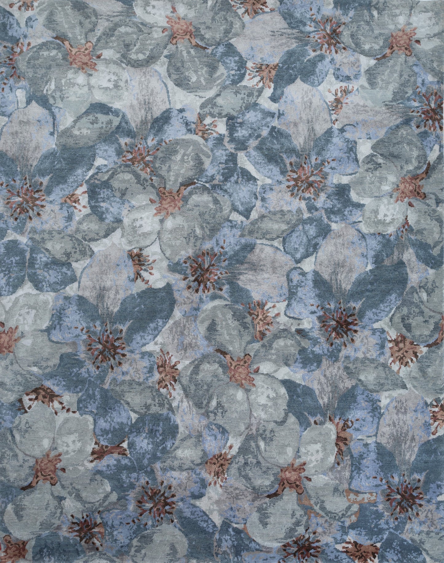 8' X 10' Blue Abstract Hand Knotted Area Rug-4