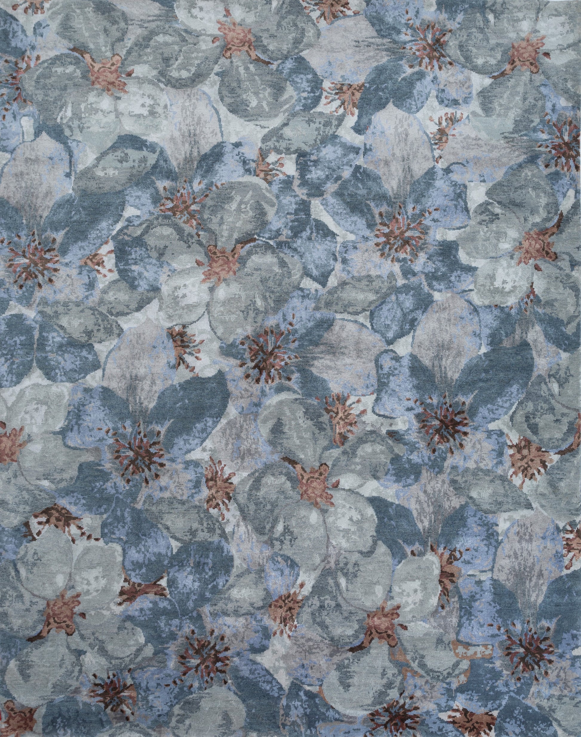 8' X 10' Blue Abstract Hand Knotted Area Rug-4