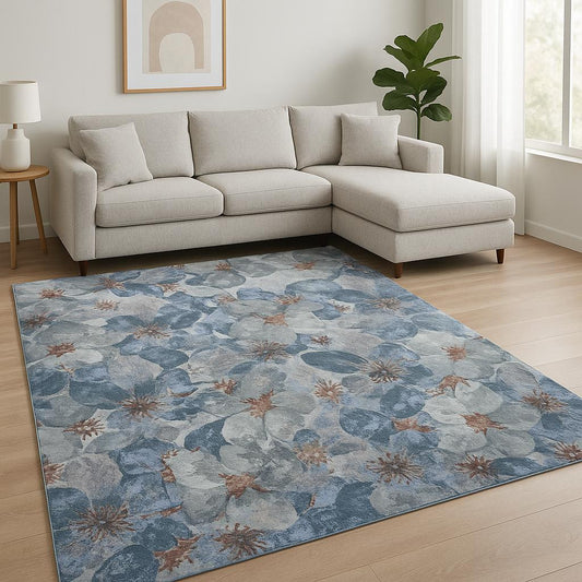 8' X 10' Blue Abstract Hand Knotted Area Rug-0