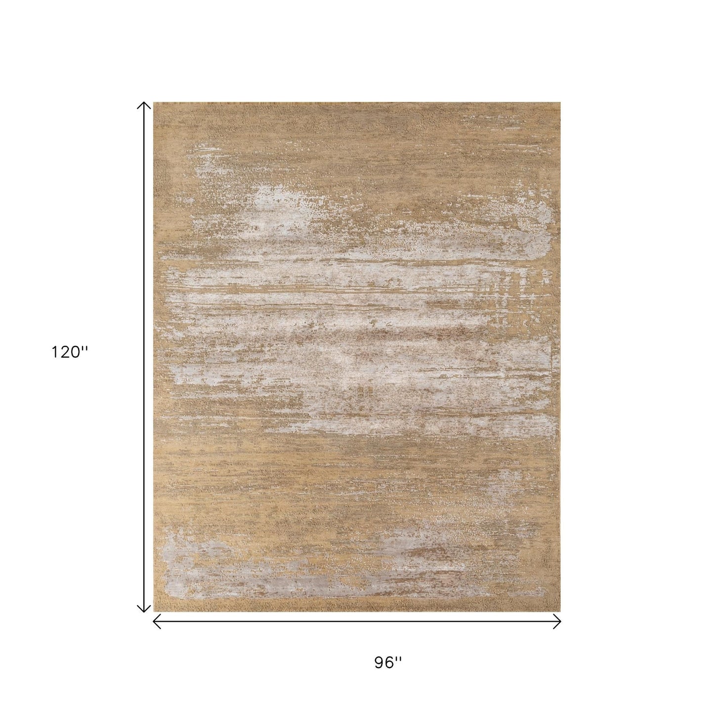 8' X 10' Beige Abstract Hand Knotted Area Rug-3