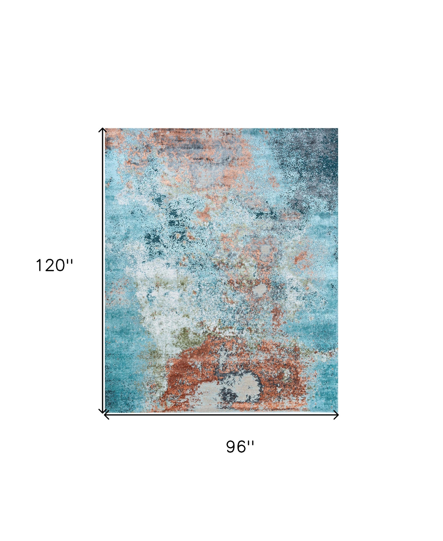 8' X 10' Aqua Blue and Bronze Abstract Hand Knotted Area Rug-4