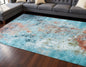 8' X 10' Aqua Blue and Bronze Abstract Hand Knotted Area Rug-0