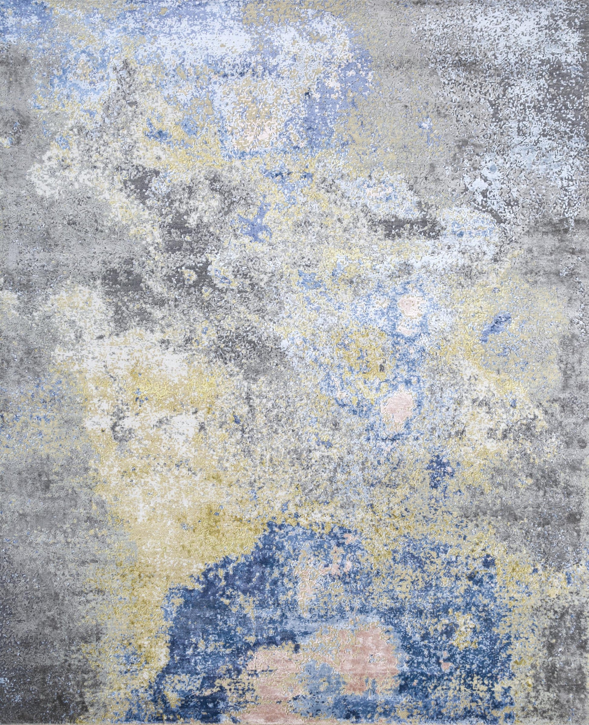 8' X 10' Ivory Blue and Gray Abstract Hand Knotted Area Rug-2