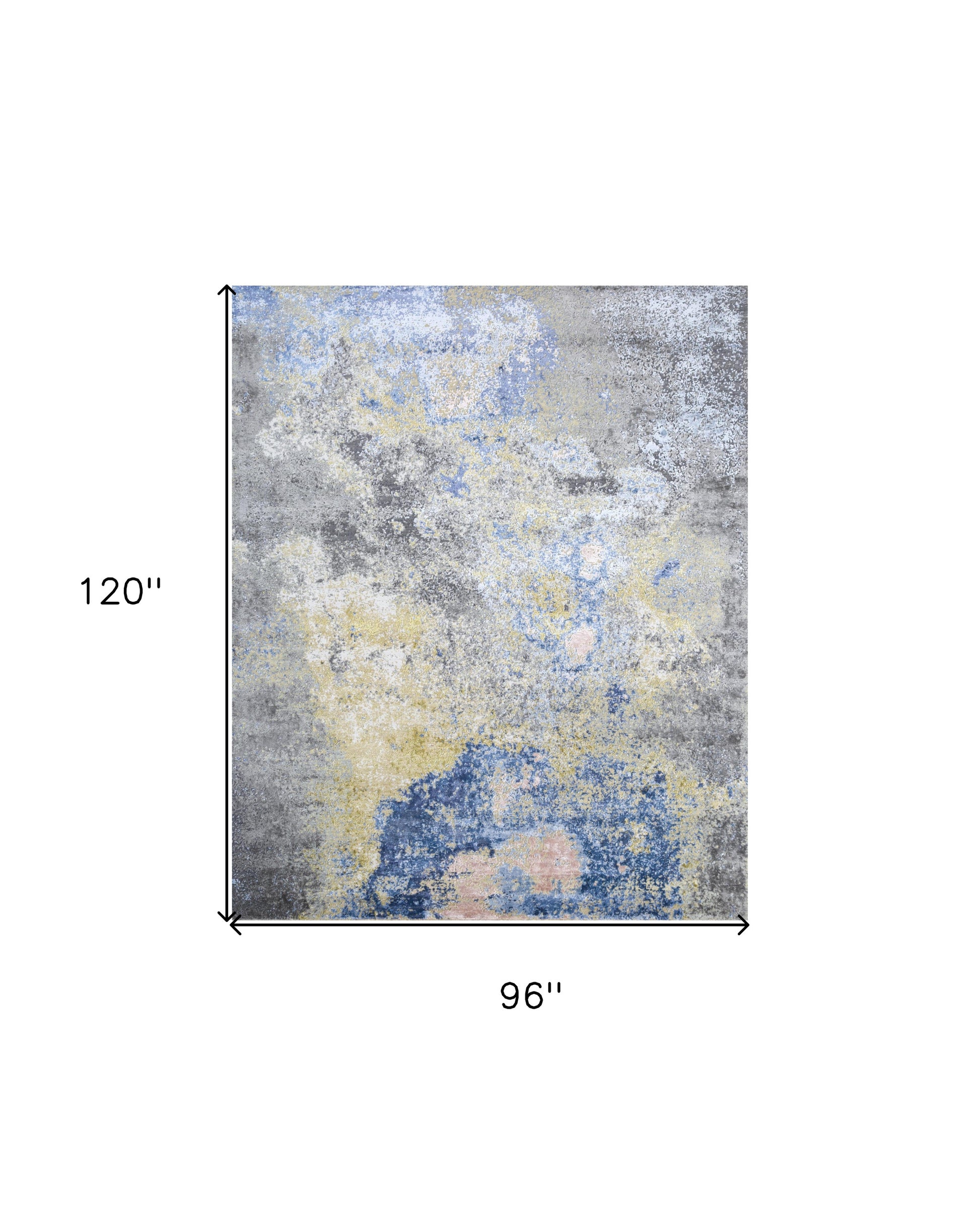 8' X 10' Ivory Blue and Gray Abstract Hand Knotted Area Rug-4