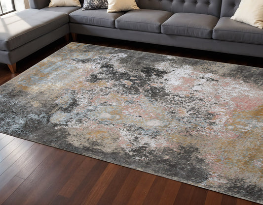8' X 10' Brown and Gray Abstract Hand Knotted Area Rug-0