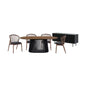 Six Piece Brown and Black Oval Dining Set with Four Chairs and Sideboard-0