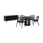 Six Piece Black Round Dining Set with Four Chairs and Sideboard-0