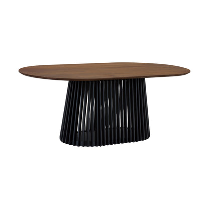 Six Piece Brown and Black Oval Dining Set with Four Chairs and Sideboard-3
