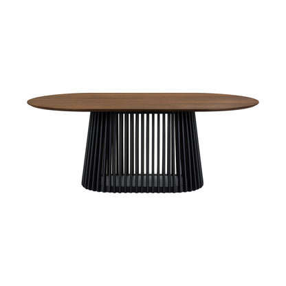 Six Piece Brown and Black Oval Dining Set with Four Chairs and Sideboard-4