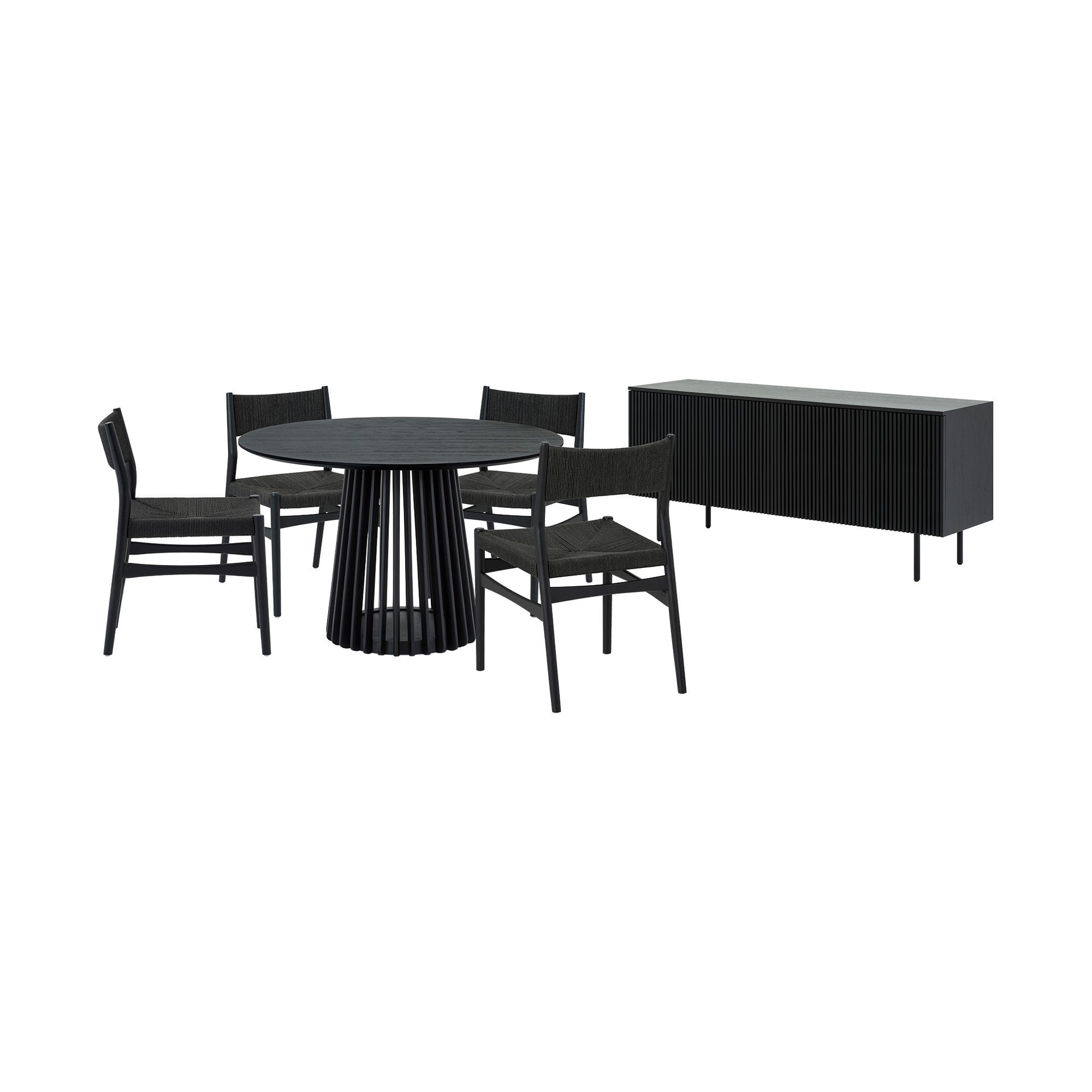 Six Piece Black Round Dining Set with Four Chairs and Sideboard-6