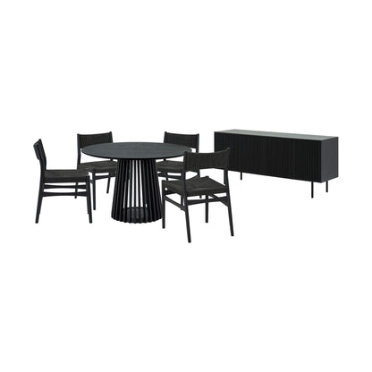Six Piece Black Round Dining Set with Four Chairs and Sideboard-6