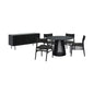 Six Piece Black Round Dining Set with Four Chairs and Sideboard-0