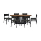 Seven Piece Brown and Black Oval Dining Set with Six Chairs-0