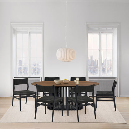 Seven Piece Brown and Black Oval Dining Set with Six Chairs-8