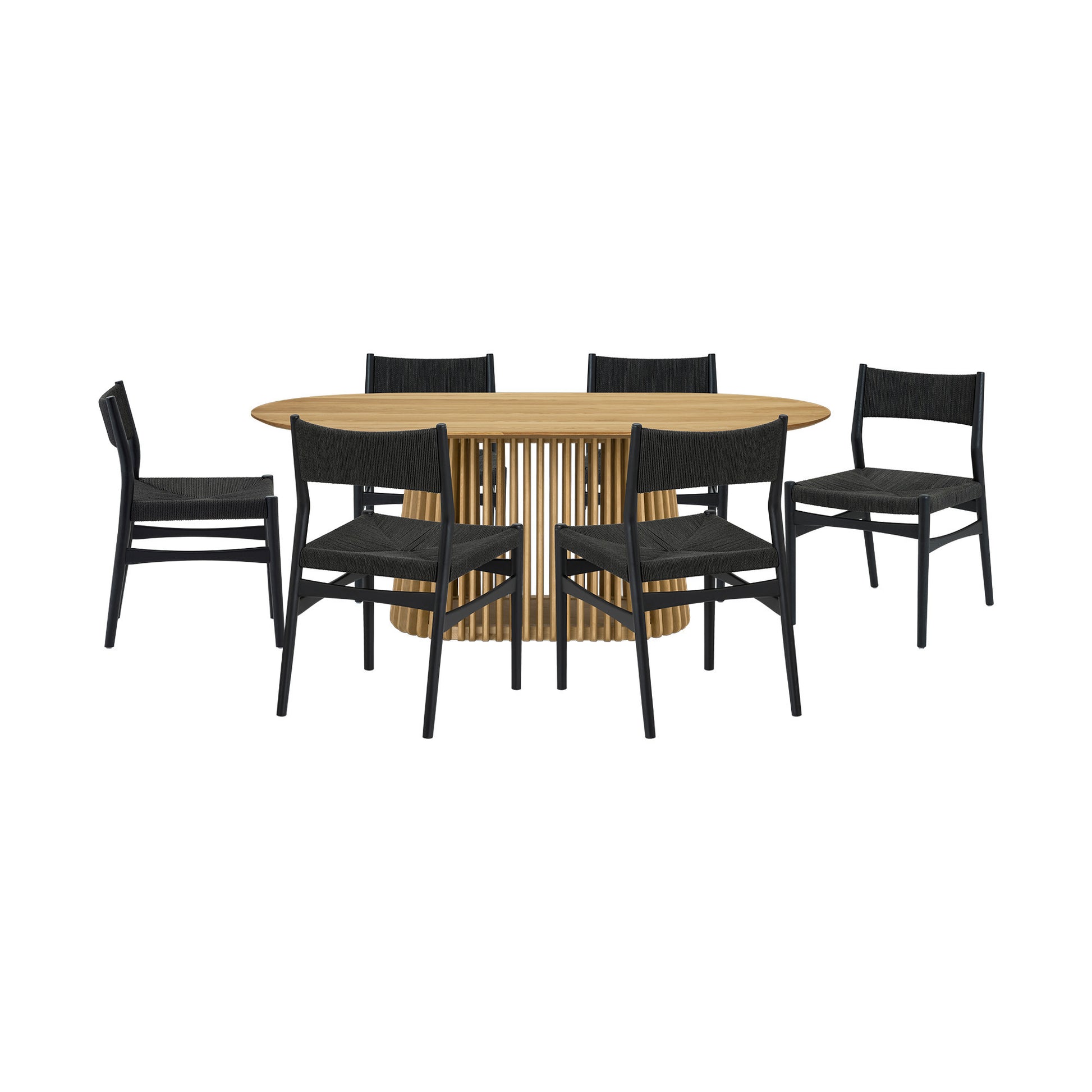 Seven Piece Oak Oval Dining Set with Six Chairs-6