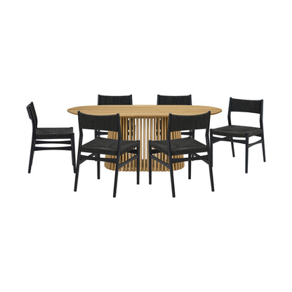 Seven Piece Oak Oval Dining Set with Six Chairs-6