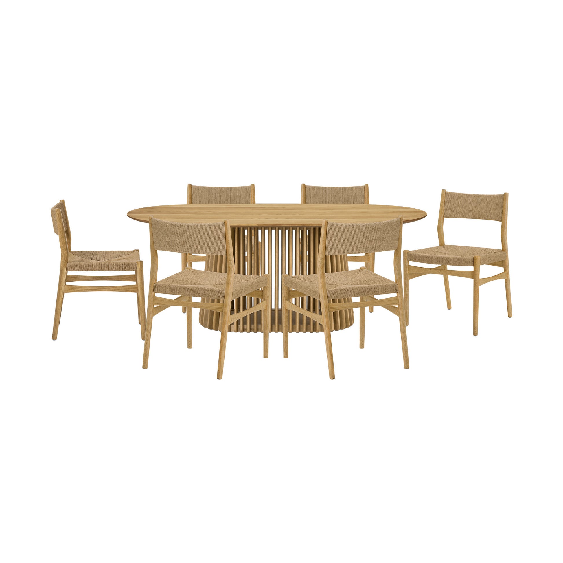Seven Piece Oak Oval Dining Set with Six Chairs-6