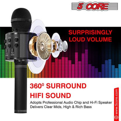 5Core Wireless Karaoke Microphone Bluetooth Mic Portable Handheld Microfonos Inalambricos BLACK-4