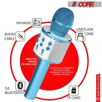 5Core Wireless Karaoke Microphone Bluetooth Mic Portable Handheld Microfonos Inalambricos BLACK & BLUE-4