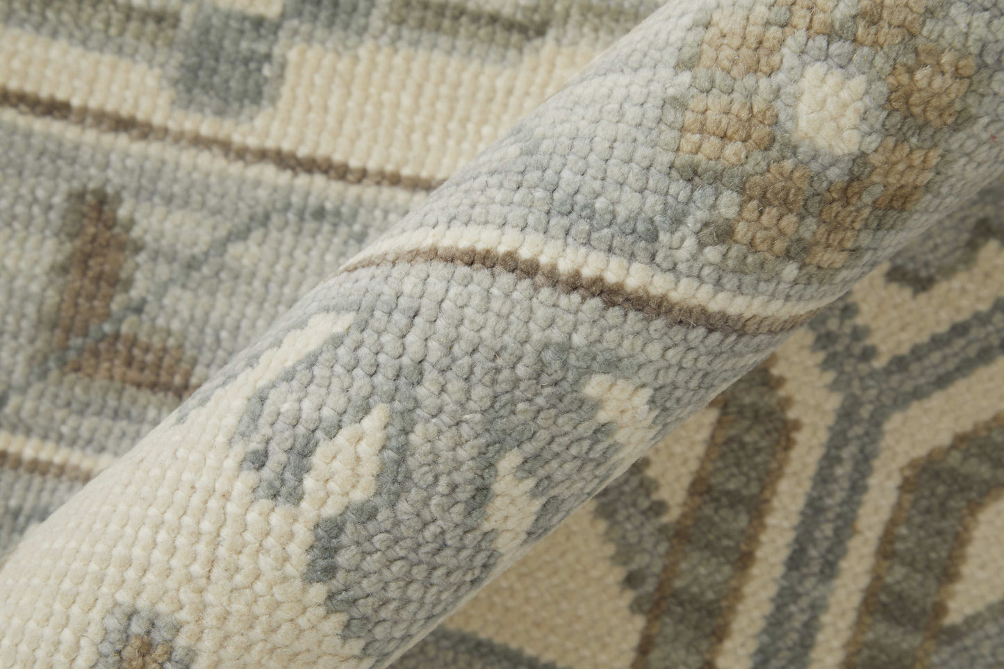 12' X 15' Ivory Gray And Brown Floral Hand Knotted Area Rug With Fringe-6