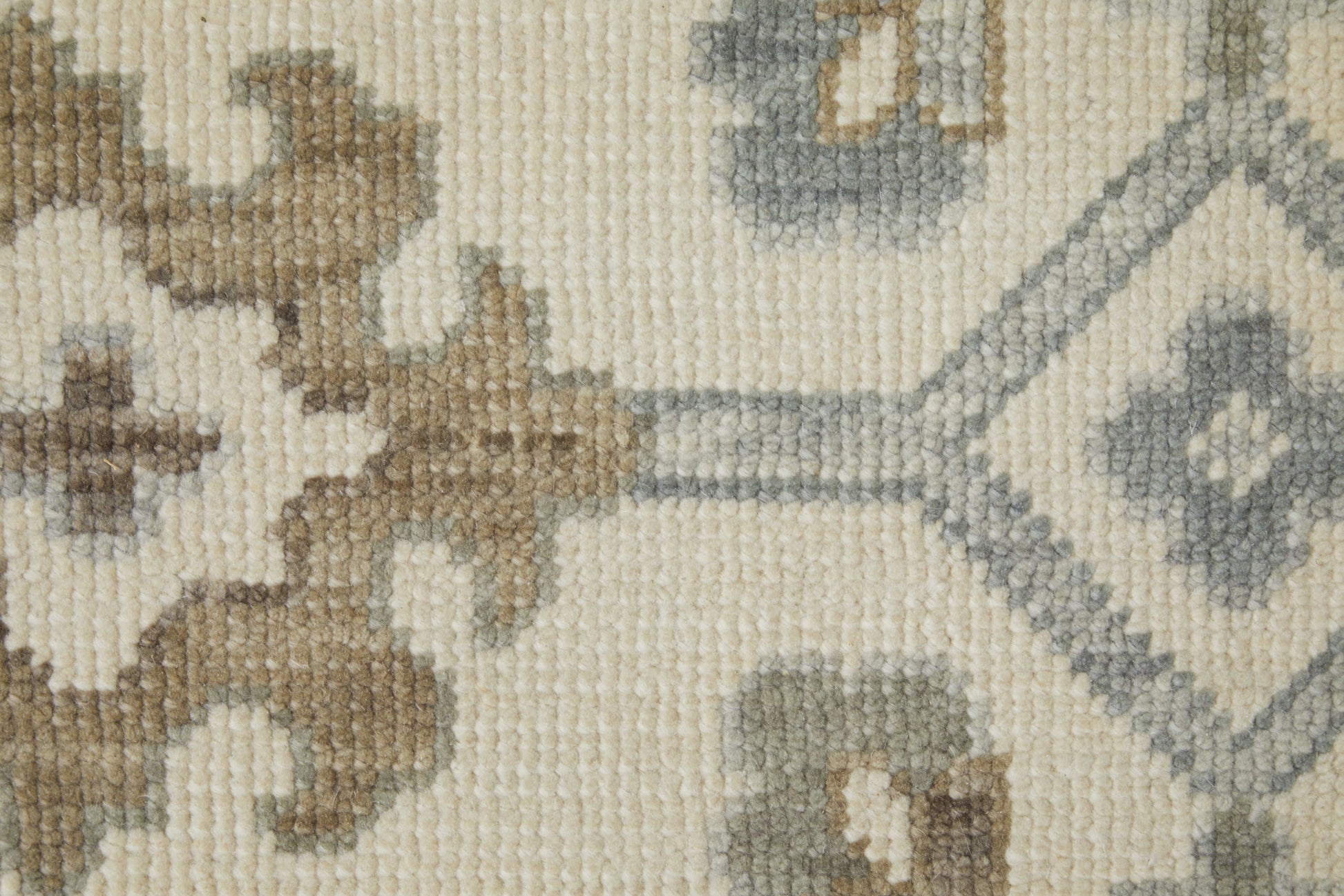 12' X 15' Ivory Gray And Brown Floral Hand Knotted Area Rug With Fringe-7
