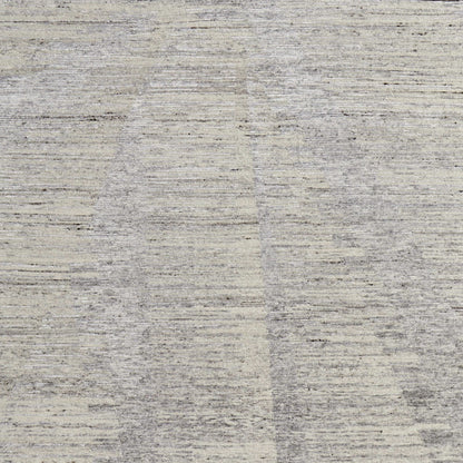 9' X 13' Ivory And Gray Abstract Hand Knotted Distressed Area Rug-4