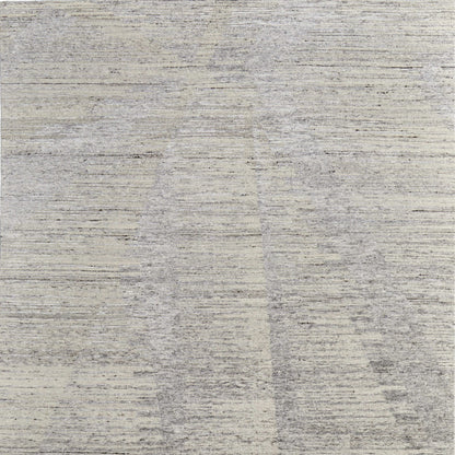 9' X 13' Ivory And Gray Abstract Hand Knotted Distressed Area Rug-5