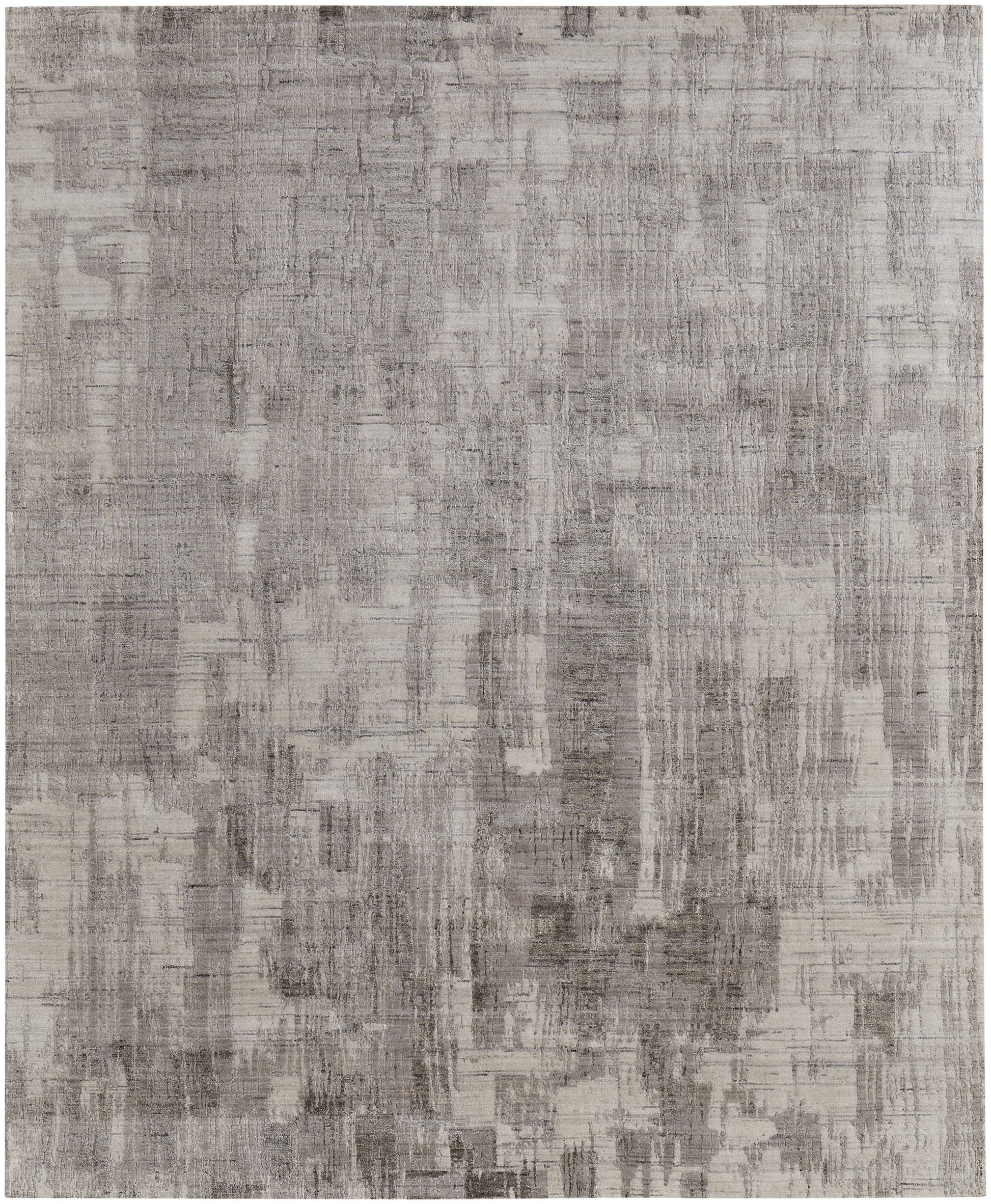 12' X 15' Gray And Ivory Abstract Hand Woven Distressed Area Rug-1