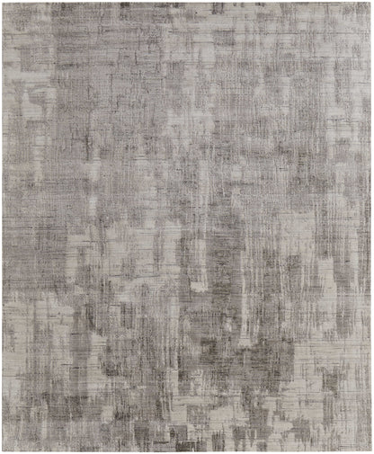 12' X 15' Gray And Ivory Abstract Hand Woven Distressed Area Rug-1