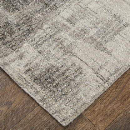 12' X 15' Gray And Ivory Abstract Hand Woven Distressed Area Rug-7