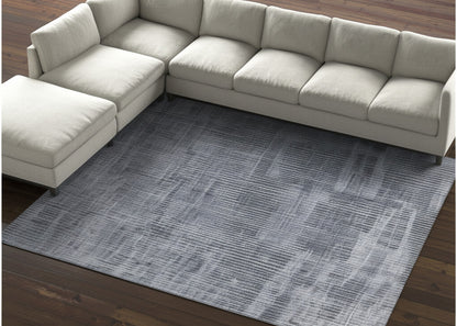 12' X 15' Blue Ivory And Gray Abstract Hand Woven Distressed Area Rug-0