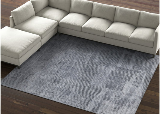 12' X 15' Blue Ivory And Gray Abstract Hand Woven Distressed Area Rug-0