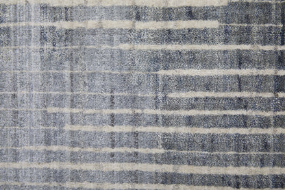 12' X 15' Blue Ivory And Gray Abstract Hand Woven Distressed Area Rug-8