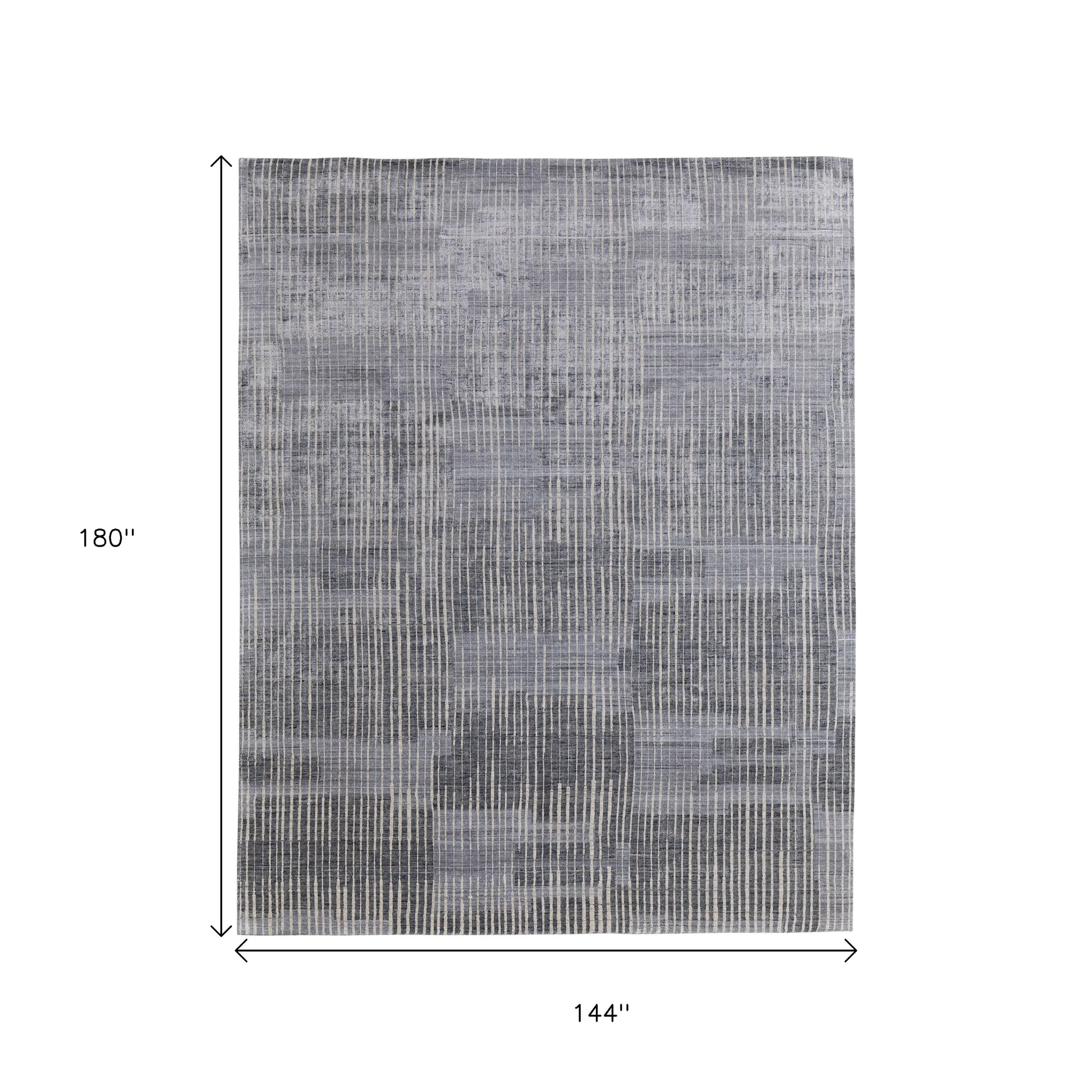 12' X 15' Blue Ivory And Gray Abstract Hand Woven Distressed Area Rug-2
