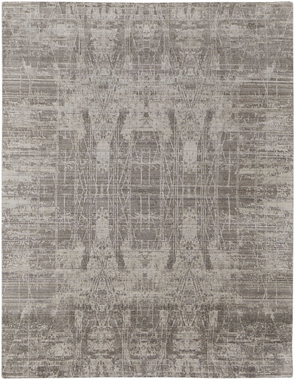 12' X 15' Gray And Ivory Abstract Hand Woven Distressed Area Rug-1