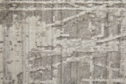 12' X 15' Gray And Ivory Abstract Hand Woven Distressed Area Rug-8