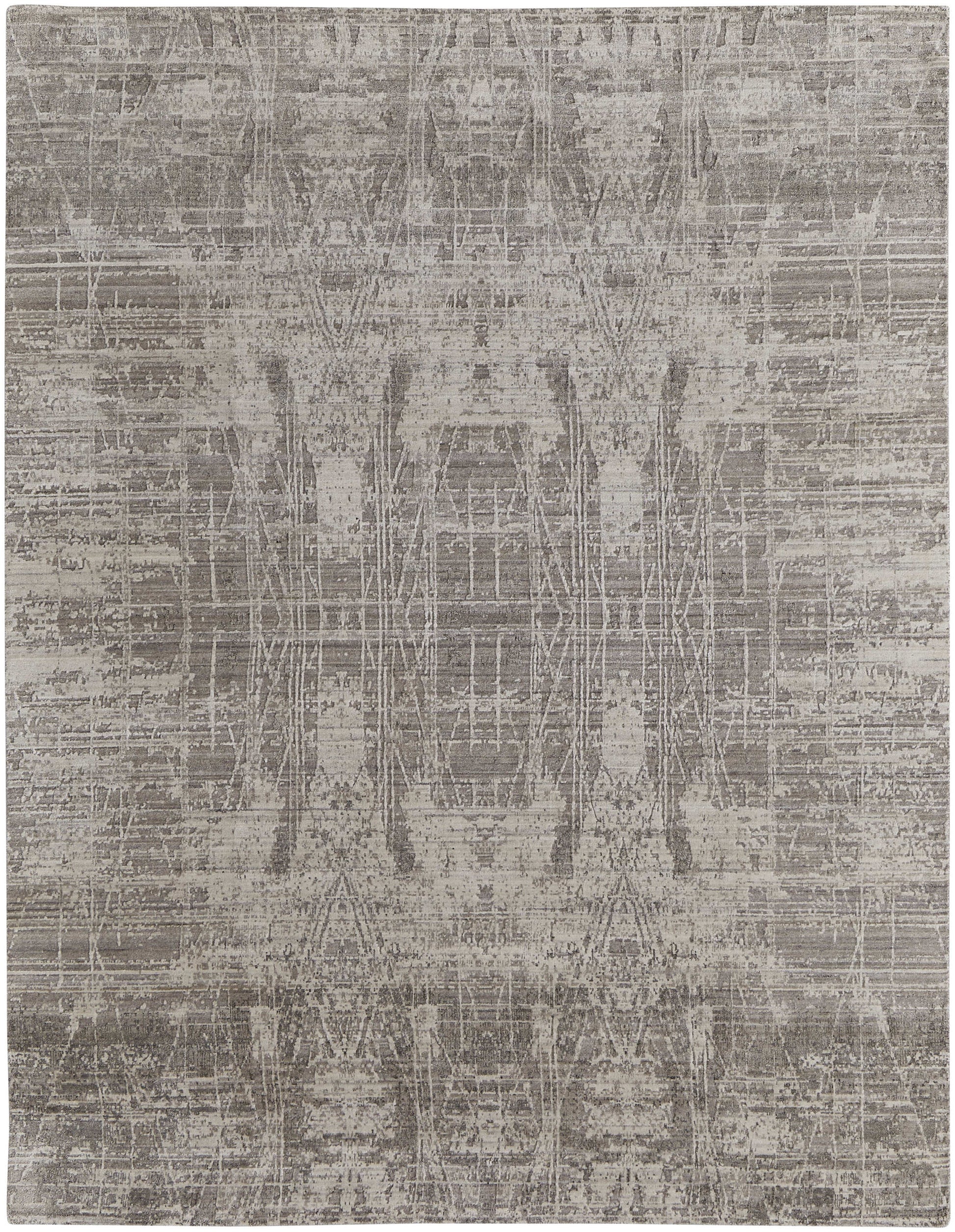 12' X 15' Gray And Ivory Abstract Hand Woven Distressed Area Rug-4