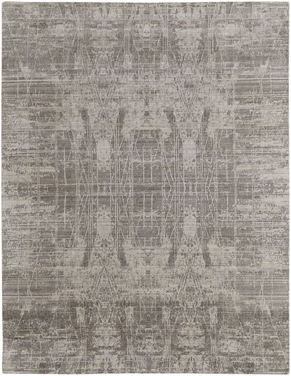 12' X 15' Gray And Ivory Abstract Hand Woven Distressed Area Rug-4