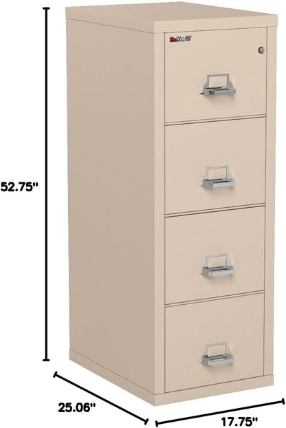 Vertical 4 Drawer Letter Fire Safe File Cabinet with Key Lock, 1 Hour Fire Rated, UL Rated & Water Resistant Home Safe, Made in the USA, Parchment-1