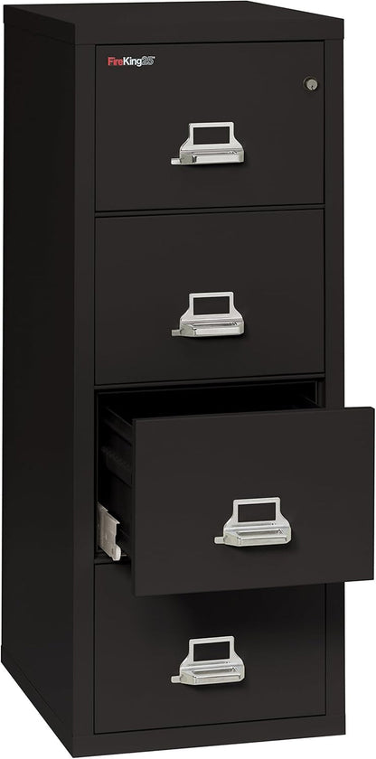 Vertical 4 Drawer Legal Fire Safe File Cabinet with Key Lock, 1 Hour Fire Rated, UL Rated & Water Resistant Home Safe, Made in the USA, Black-2