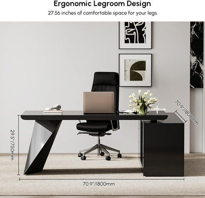 Modern L Shape Executive Desk With Drawers And Cabinet-1