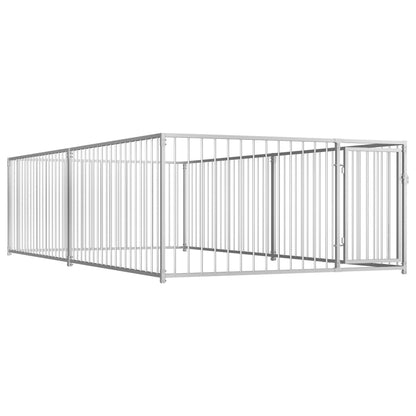 vidaXL Outdoor Dog Kennel Large Dog Crate Dog Cage Playpen Galvanized Steel-1