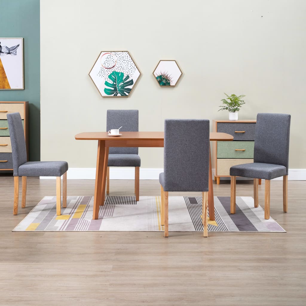 vidaXL Dining Chairs Side Chair with Solid Wood Legs for Home Kitchen Fabric-23