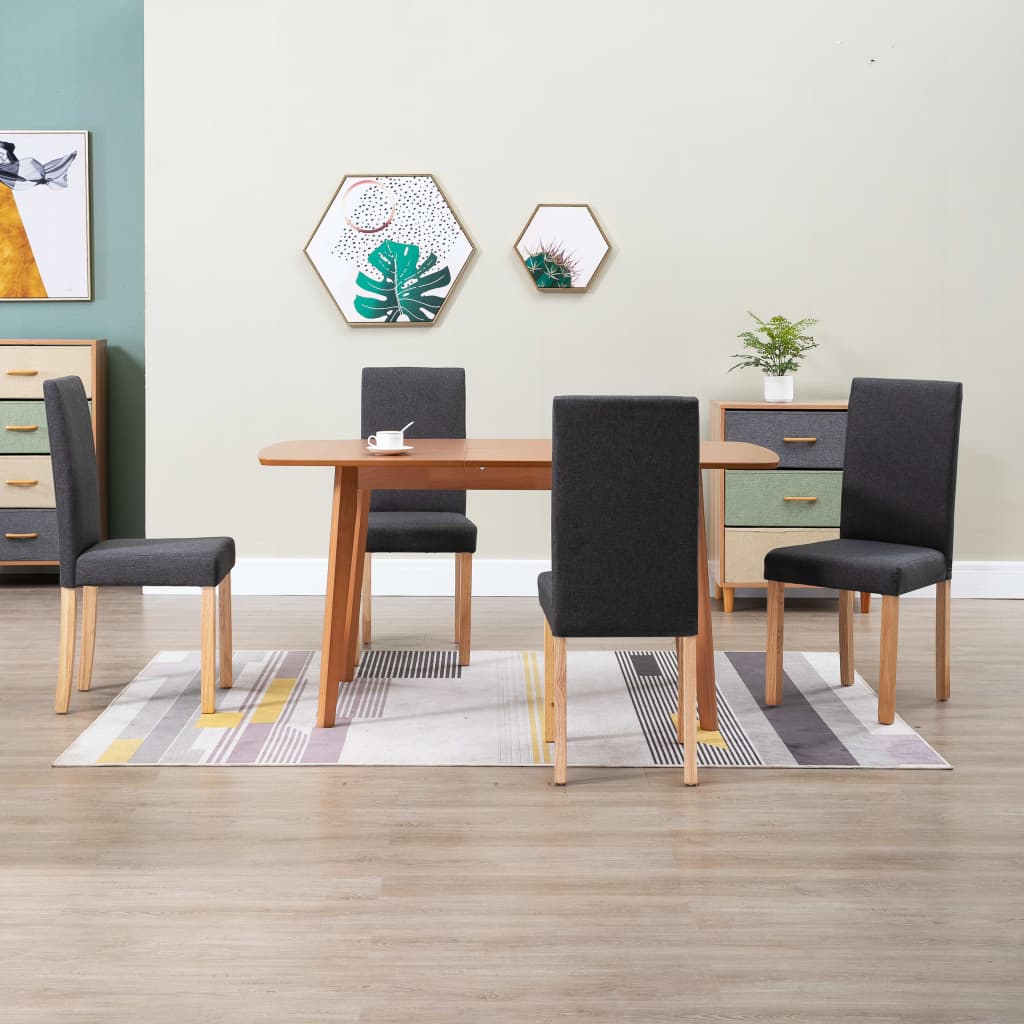 vidaXL Dining Chairs Side Chair with Solid Wood Legs for Home Kitchen Fabric-16