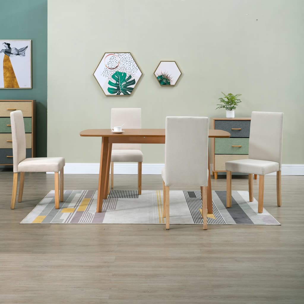 vidaXL Dining Chairs Side Chair with Solid Wood Legs for Home Kitchen Fabric-15