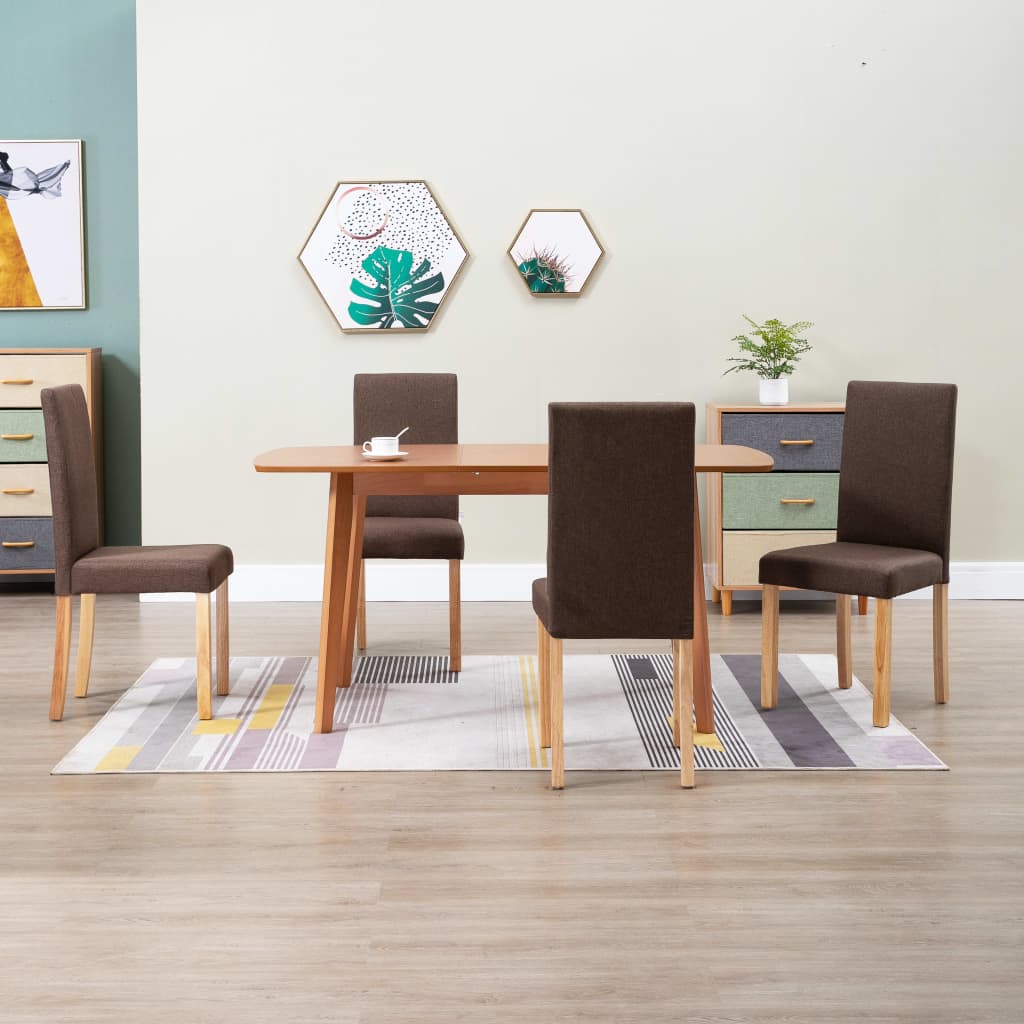 vidaXL Dining Chairs Side Chair with Solid Wood Legs for Home Kitchen Fabric-12