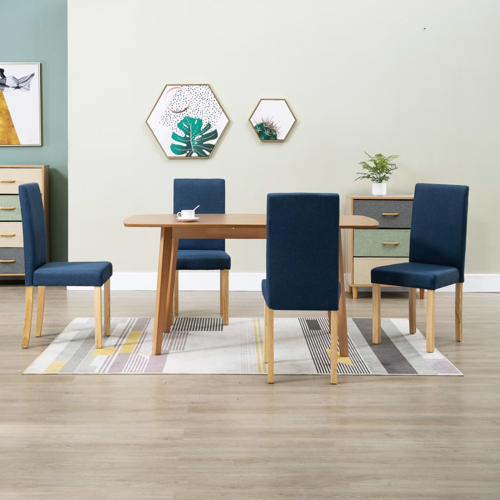 vidaXL Dining Chairs Side Chair with Solid Wood Legs for Home Kitchen Fabric-8