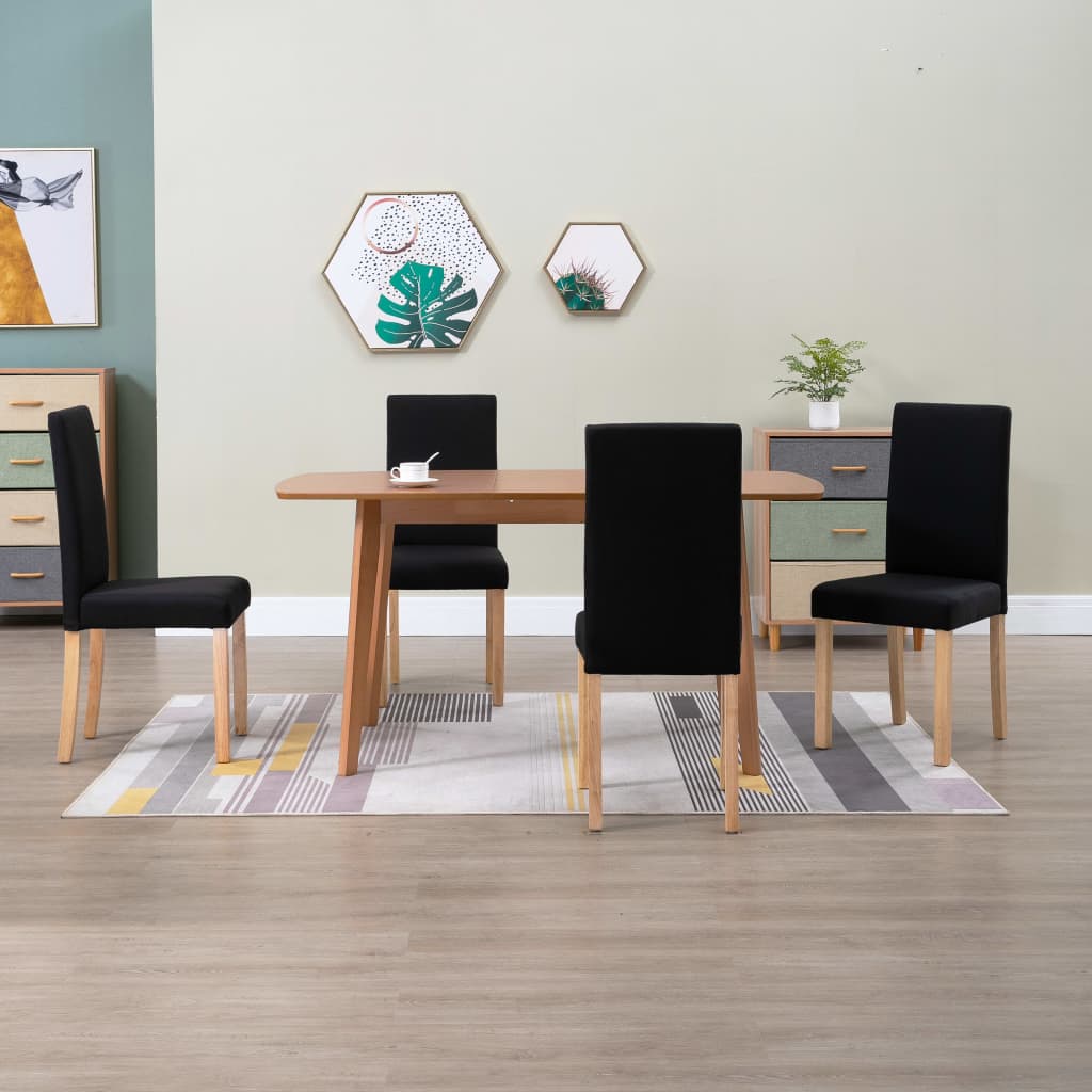 vidaXL Dining Chairs Side Chair with Solid Wood Legs for Home Kitchen Fabric-6