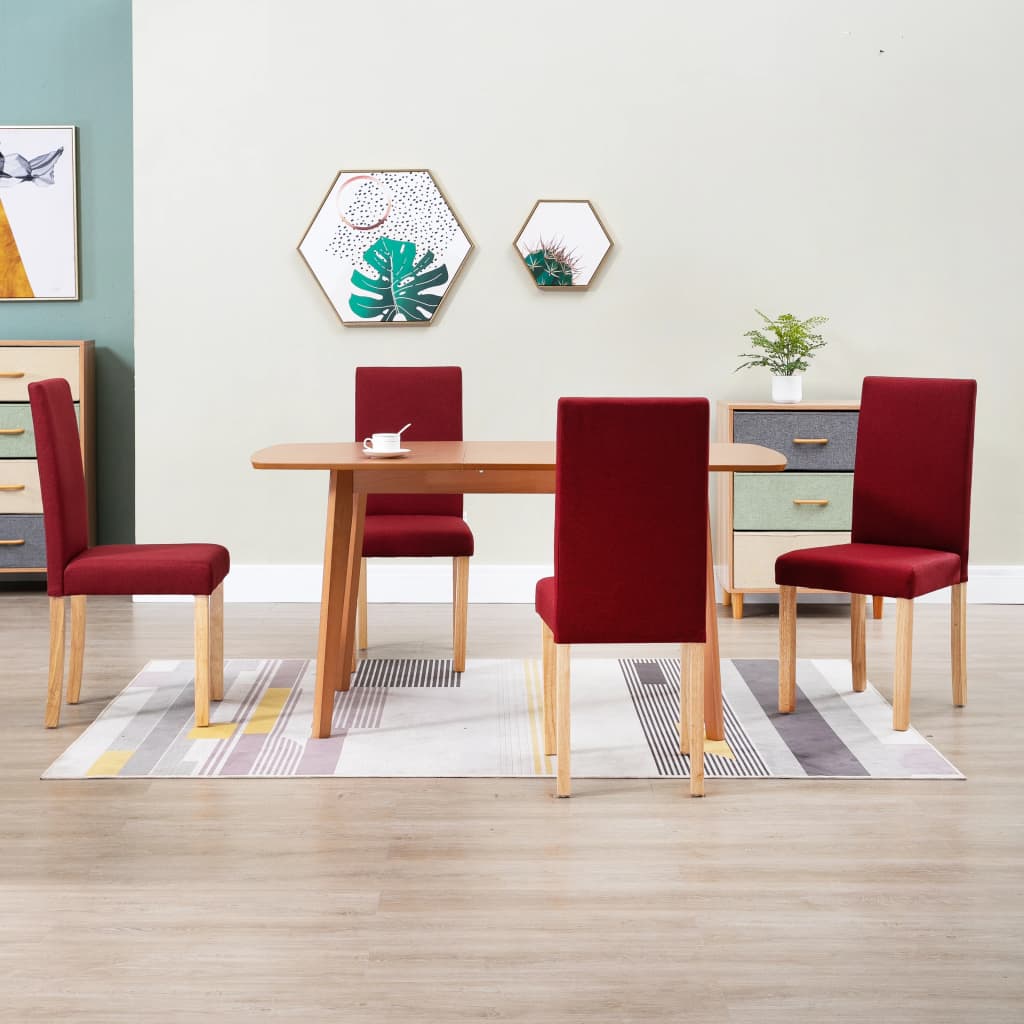 vidaXL Dining Chairs Side Chair with Solid Wood Legs for Home Kitchen Fabric-28